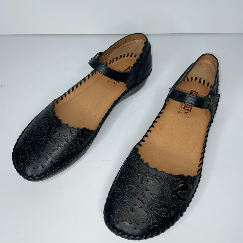 Pikolinos Shoes Womens 7.5 38 Puerto Vallarta Mary Jane Black Casual 1” Wedge